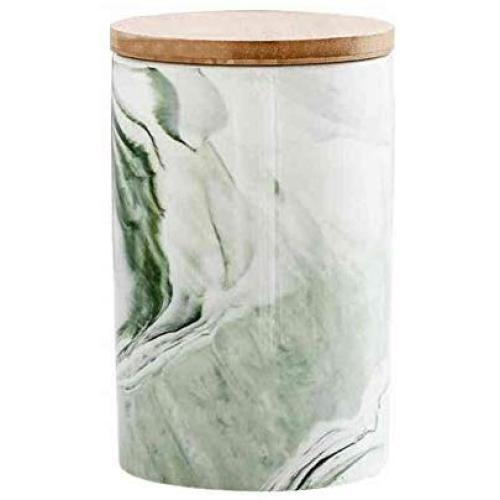 Food Storage Canister, Ceramic Food Storage Jars with Airtight Bamboo Lid, Kitchen Canister for Home and Kitchen Serving for Coffee, Sugar, Tea, Flour and More, 360ML/ 1300ML (Green 1300ML)