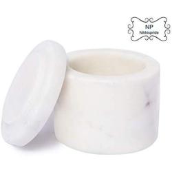 NikkisPride Unique Salt and Pepper Cellar Box Green Marble and White Marble Covered with marble lid Set of 2 (Black and White)