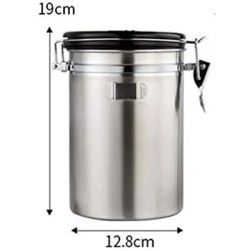 Bouteilles Hermétiques à Graines de Café en Inox Century Warehouse avec Couvercle, Cuillère, Soupape d'Aération et Suiveur Journalier/Mensuel (Argent) Bouteilles Hermétiques à Graines de Café en Inox Century Warehouse avec Couvercle, Cuillère, Soupape d'Aération et Suiveur Journalier/Mensuel (Argent)