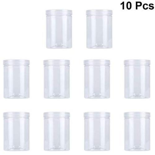 UPKOCH Cereal Dry Food Storage Container Transparent Leakproof Plastic Storage Bottle for Cookies Scented Tea 10pcs 500ml