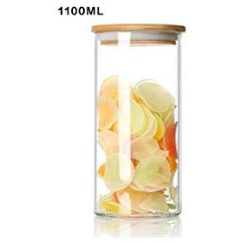 Transparent Glass Storage Jar Multifunction Sealed Can Tea Box Kitchen Food Container,1100Ml(L)
