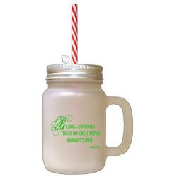 Green By Small Simple Things Great Things Brought Pass Frosted Glass Mason Jar With Straw