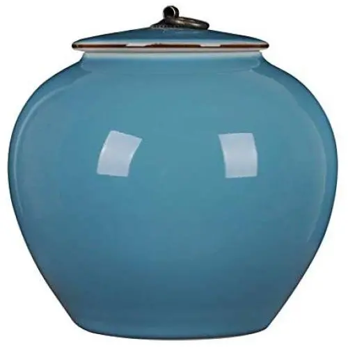 Dichte Küchen-Lebensmittellieferträger mit Dichtungslids, kleine Keramik-Kaffeetee-Behälter, rustikaler Heimdekor, Pantry-Organisation und Lagerung für Tee, Snacks, Zucker, Kaffee, Gewürze (1200ML, Blau)