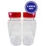 NVM Trading - Two 16 oz Clear Plastic Spice Containers Bottle Jars - Flap Cap to Pour or Sifter Shaker. Used to Store Spices, Herbs or for Arts & Crafts. Refillable. BPA-free. Red caps. (2)