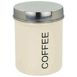 Harbour Housewares Contemporary Coffee Canister - Steel Kitchen Storage Caddy with Rubber Seal - Cream - 10cm