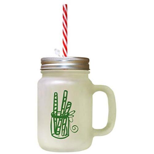 Glasbehälter mit Stroh: Forest GreenCandy Cain – Frostgetöntes Glasmason Jar