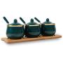 Mini Spice Jars Ceramic emerald seasoning jar three-piece European condiment bottle combination set