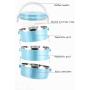 Stainless Steel Internal Lunch Box Lunch Box 3 Layers Insulation Leakproof Tiffin Food Container Storage Carrier Blue