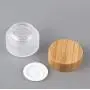2PCS 50ML/ 1.7OZ Gefrosteter Glas-Cremetiegel mit Umweltfreundlichem Bambusdeckel, Leere Wiederbefüllbare Augenkrema-Lotion-Salbe-Kosmetikbehälter Reisebeutel Probenbehälter