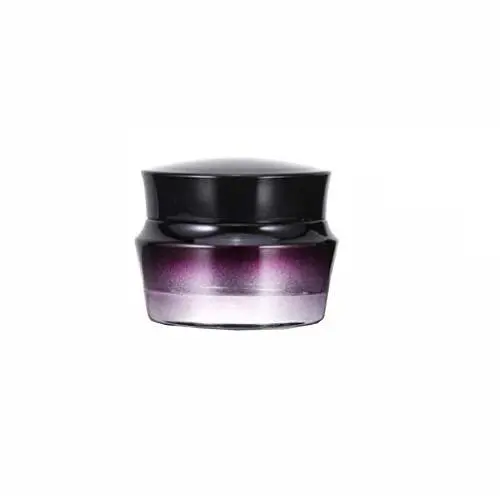 Hochwertige leere lila Glascremebehälter mit schwarzer Schraubverschluss und Innenpolster – 50g/50ml/1,7oz – Wiederbefüllbare Kosmetikbehälter für Augen-, Gesichtscrèmes, Gele und Salben – Tragbar für Reisen.