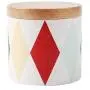OnePine 350ml Food Storage Jar with Sealed Wooden Lid, Geometric Pattern Ceramic Storage Jar for Tea Sugar Coffee Bean Nuts Grain OnePine 350ml Food Storage Jar with Sealed Wooden Lid, Geometric Pattern Ceramic Storage Jar for Tea Sugar Coffee Bean Nuts Grain