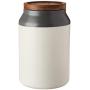 Jamie Oliver Food Storage Jar with Wooden Lid, Medium Ceramic Kitchen Container, Gray