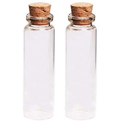 2Pcs 18ML Glass Bottle Mini Wishing Bottle Empty Sample Storage Bottles Jars with Cork Stoppers - Transparent