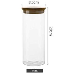 XSWZAQ Nordic wind glass transparent sealed cans tea cans seasoning jar bamboo cover coffee home (Size : 650ml)