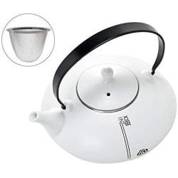 Teapot Ceramic Vintage Style,stainless steel filter,kettle,Water storage jar, Chinese tea culture, Green,Jasmine, Flowers,Black Tea,Coffee,milk,living room,tea lovers, white 520ML,B