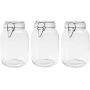 Betrome 50 OZ Glass Jar 3 Pack Reusable Storage Jar with Stainless Steel Clasp Airtight Rubber Gasket Lid for Jam, Coffee, Tea,Honey, Beans, Spice and More