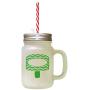 Green Yellow Ice Image Frosted Glass Mason Jar With Straw