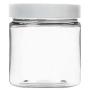 Clear 4 Ounce PET Round Plastic Jars with White Lids, and Labels, 12 Pack (C4WL12)