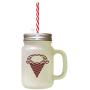 Maroon Multicolor Cone Ice Image Frosted Glass Mason Jar With Straw