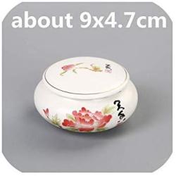 Mini Box Multi Function Ceramic Storage Jar Chinese Tea Canister Powder Cream Box Beauty Jewelry Box Small Things Storage Jars,Mudan 9X4.7Cm