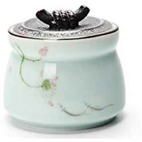 QIANZICAI Tea Cans, Ceramic Tea Bags, Sealed Cans, Celadon Tea Storage Jars (Color : A) QIANZICAI Tea Cans, Ceramic Tea Bags, Sealed Cans, Celadon Tea Storage Jars (Color : A)