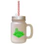 Green What Happens GrandmaS Stays GrandmaS Frosted Glass Mason Jar With Straw