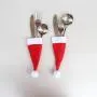 Holata 12Pcs Christmas Decorative Tableware Fork Set  Christmas Hat Storage Tool