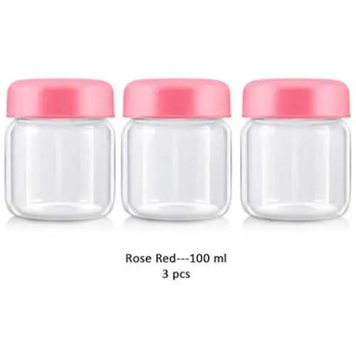 3 Pièces Bocal Mason en Verre, Pots à Smoothie avec Couvercles pour Boire et Stocker, Récipient Réutilisable pour Jus, Lait, Aliments en Gros, Café, Bocal Rond (Couleur : Rose Rouge, Taille : 100ml) 3 Pièces Bocal Mason en Verre, Pots à Smoothie avec Couvercles pour Boire et Stocker, Récipient Réutilisable pour Jus, Lait, Aliments en Gros, Café, Bocal Rond (Couleur : Rose Rouge, Taille : 100ml)