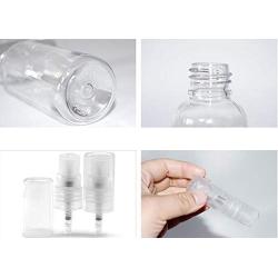 6PCS 50ml/1.7oz Empty Refillable Transparent Plastic Pump Press Bottles Vial Jars Lotion Dispenser Portable Travel Makeup Cosmetic Container Holder for Bath Shower Gel Shampoo Toiletries Liquid