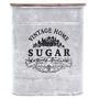 Iron Box Wooden Cover Tea Coffee Sugar Storage Jars Candy Sundries Storage Can,14X9X16.5Cm,Sugar