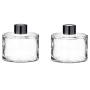 2PCS 1.7oz Empty Clear Thicken Round Glass Fireless Aromatherapy Diffuser Bottles with Inner Plug and Black Cap Perfume Fragrance Essential Oil Transfer Vial Jars Travel Packing Storage Containers