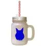 Royal Blue Maine Coon Cat Head Silhouette Frosted Glass Mason Jar With Straw Royal Blue Maine Coon Cat Head Silhouette Frosted Glass Mason Jar With Straw