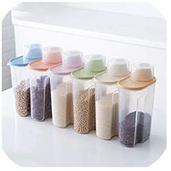 Food Storage Box Plastic Clear Container Set With Pour Lids Kitchen Storage Bottles Jars Dried Grains Tank 1.9L 2.5L H1211,Small One Piece