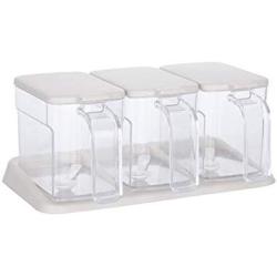 HOMELUNY Set of 4 Kitchen Spice Box Set Seasoning Jar Home Combination Oil Salt Pot MSG Chicken Condiment Bottle for Candy, Cookie, Rice, Sugar,Flour,Snacks Keeping Food Dry & Fresh apricot