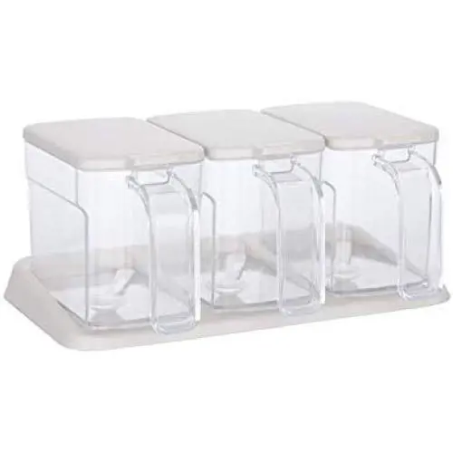 HOMELUNY Set of 4 Kitchen Spice Box Set Seasoning Jar Home Combination Oil Salt Pot MSG Chicken Condiment Bottle for Candy, Cookie, Rice, Sugar,Flour,Snacks Keeping Food Dry & Fresh apricot