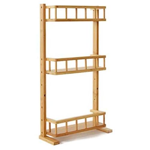 Spice Rack Wall Mount Wood, 3 Tier Kitchen Corner Countertop Standing Jars Storage Racks Organizer for Small Space