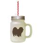 Brown Chow Chow Silhouette Frosted Glass Mason Jar With Straw