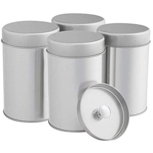 Tea Tins Canister Set with Airtight Double Lids for Loose Tea - Small Kitchen Canisters for Tea Coffee Sugar Storage, Loose Leaf Tea Tin Containers by SilverOnyx - Tea Canisters - 4 pc