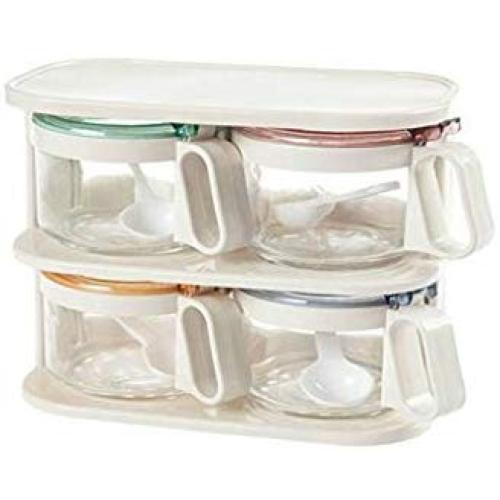 LQQGXLCondiment bottle, jar condiment storage box Spice jars glass cruet spice set kitchen utensils with lid food storage container sugar bowl sugar bowl