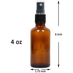 Youngever 10 Pack Empty Amber Glass Spray Bottles, 4 Ounce Refillable Container for Essential Oils, Cleaning Products, or Aromatherapy