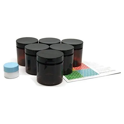 Amber 4 oz Plastik Behälter mit Schwarzen Deckeln 6er Pack mit Mini-Behälter – PET Runder Wiederverwendbarer Behälter