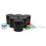 Amber 4 oz Plastic Jars with Black Lids 6 pk with Mini Jar - PET Round Refillable Containers