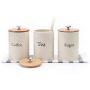 Set of 3 Metal Food Storage Canister Jar Kitchen Containers with Bamboo Lid