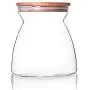 JIAQI Glass Storage Jar with Natural Bamboo Wood Lid & Silicone Seal Ring, Kitchen Glass Food Storage Containers Airtight Canister for Pasta, Tea, Coffee, Cookies, Spice and More, 700ml/23.67oz