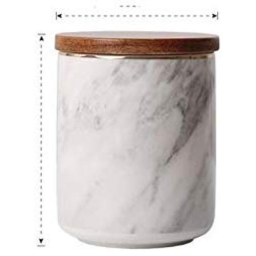 Imitation Marble Ceramics Storage Jar with Wooden Cover Sealed Jar Kitchen Food Multigrain Coffee Bean Tea Storage Tank,B
