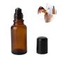 3Pcs 20ML Amber Glass Empty Refillable Roll-On Bottles with Stainless Steel Roller Ball and Black Cap Essential Oil Perfume Eye Essence Fluid Cosmetic Containers Dispense Sample Vials for Beauty