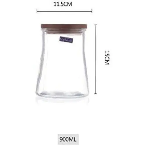 Bouteilles en Verre Scellées en Bois, Boîtes de Conservation pour Fruits Secs, Poudre de Lait, Thé, Réservoir Transparent en Verre avec Couvercle en Bois - 900ml Bouteilles en Verre Scellées en Bois, Boîtes de Conservation pour Fruits Secs, Poudre de Lait, Thé, Réservoir Transparent en Verre avec Couvercle en Bois - 900ml