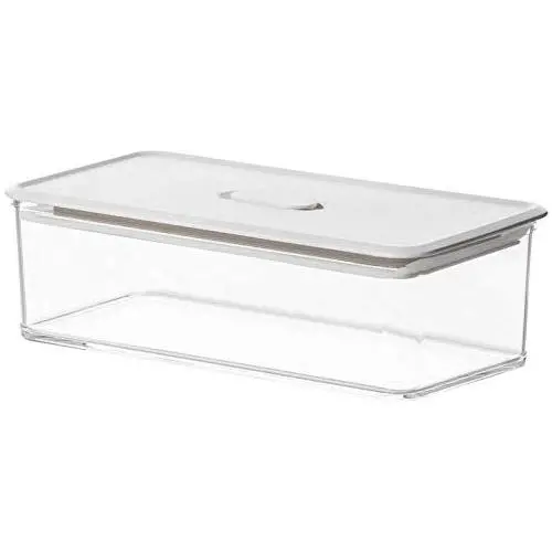 HOMELUNY Set of 4 Clear Crisper Airtight Plastic Food Jars Food Storage Refrigerator Airtight Crisper 650ml for Candy, Cookie, Rice, Sugar,Flour,Snacks Keeping Food Dry & Fresh