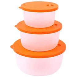 Kitchen Food Storage Jar Airtight Food Storage Food Storage Container Pack Of 3 Large Capacity Plastic Round Microwave Storage Box (Color : Orange)