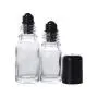 3er Satz 20 ml Klare Glas-Leerrohre mit Edelstahl-Rollenball und schwarzem Deckel für Essenzen, Parfüm, Augenpflege-Flüssigkeit, Kosmetikbehälter, Dosierspender, Probenflaschen.